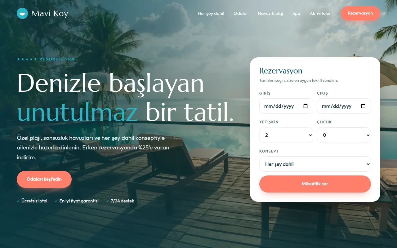 Resort & Tatil Köyü Web Sitesi — Mavi Koy